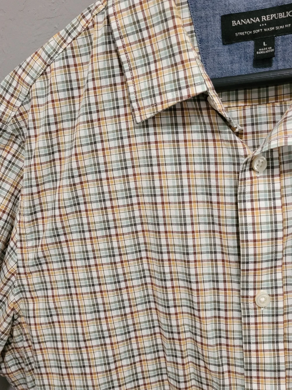 Banana Republic Men's Beige Plaid Dress Shirt